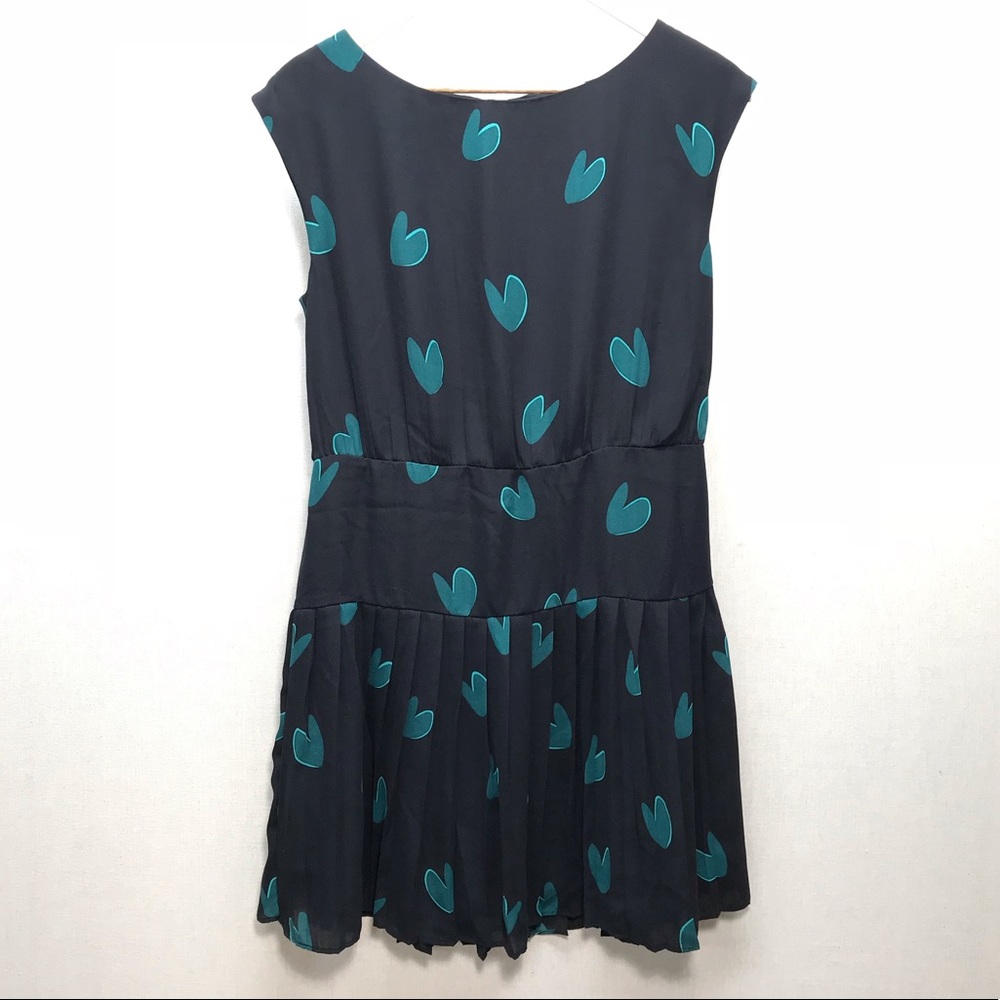 The Loft - Black Drop Waist Pleated Dress w/hearts